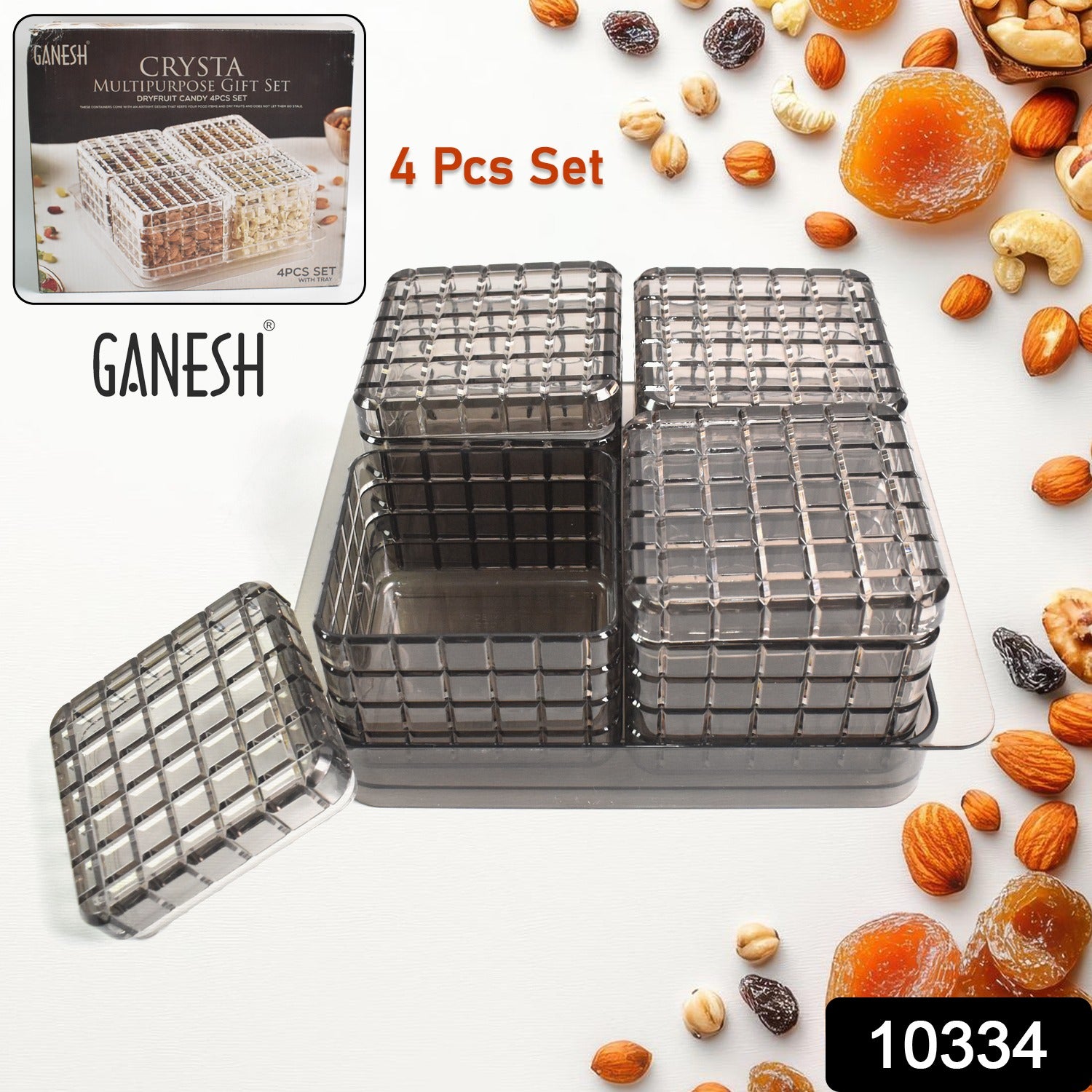 Ganesh Multipurpose Gift Set Dry Fruit Candy (4 Pcs Set  With Tray) Ganesh Multipurpose Gift Set Dry Fruit Candy (4 Pcs Set  With Tray)